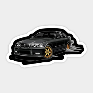 M3 E36 Car Illustration Black Sticker